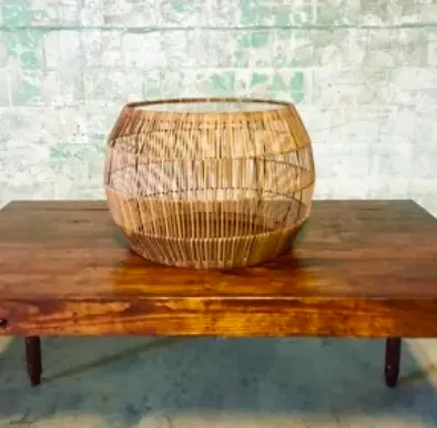 Bamboo and Glass Table