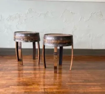 Oak Barrel Accent Tables