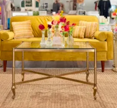 Vintage Brass and Glass Coffee Table