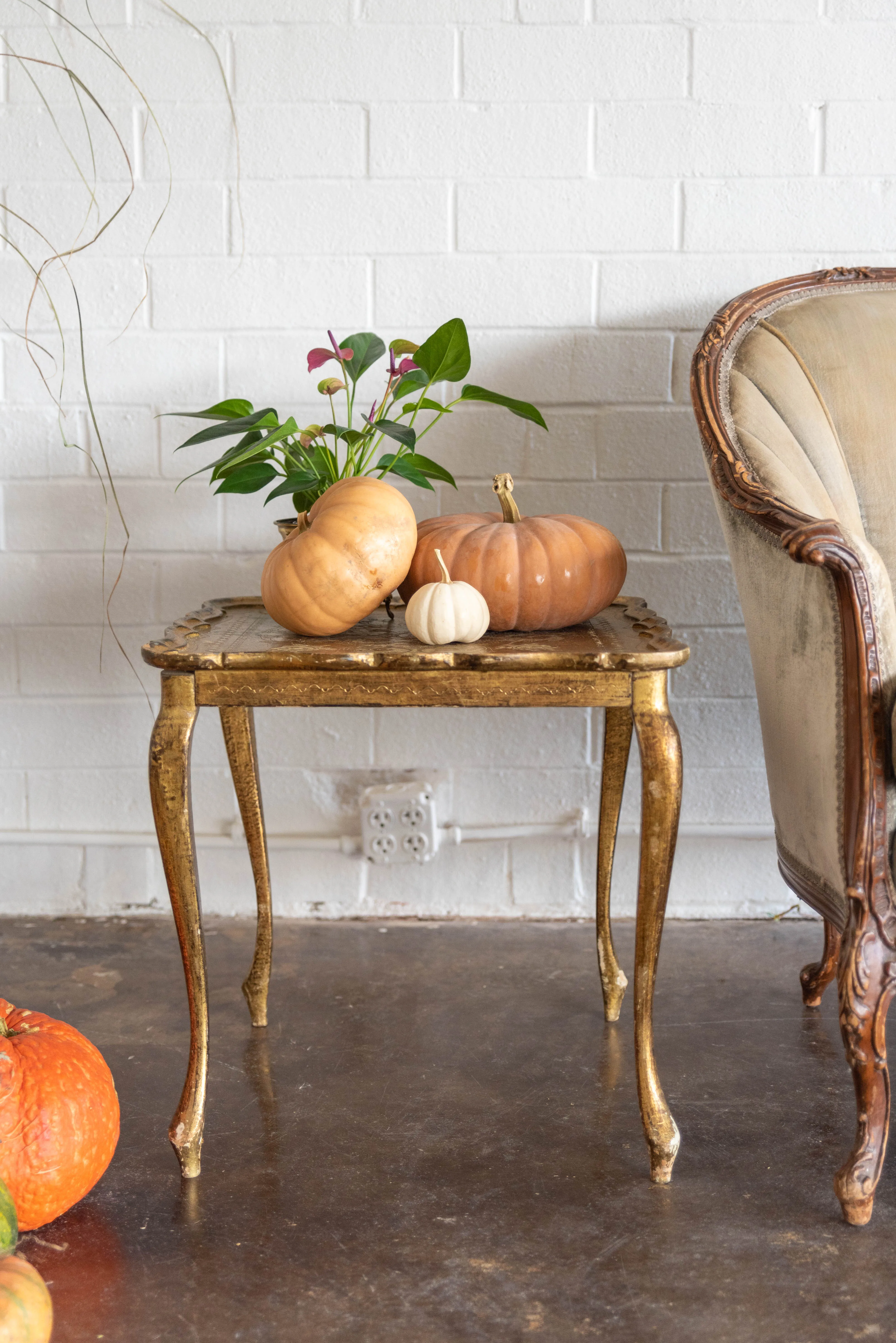 Gold Italian Florentine Style Accent/End Table