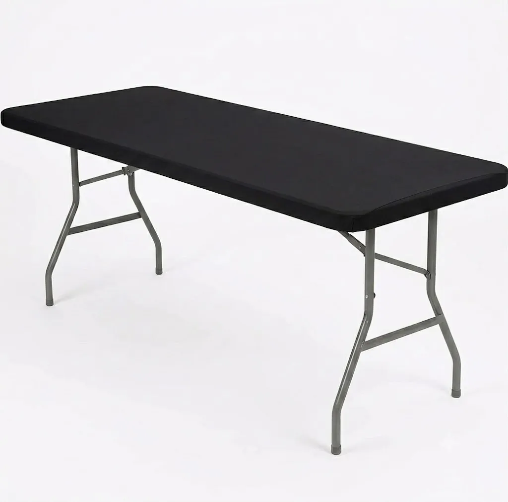 Black 6 Ft Spandex Table Cover 