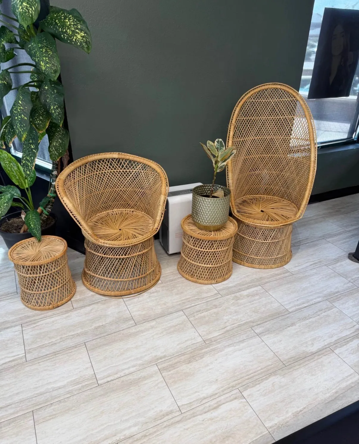 Vintage Boho Rattan Lounge Set Rental
