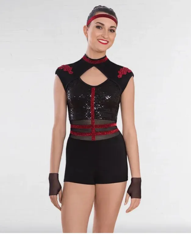 DC58 BLACK AND RED UNITARD