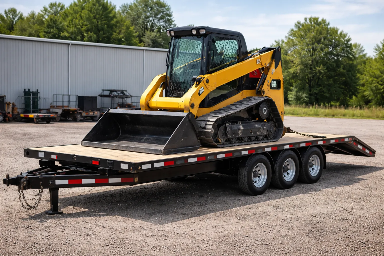 Skid Steer and deck over Trailer 