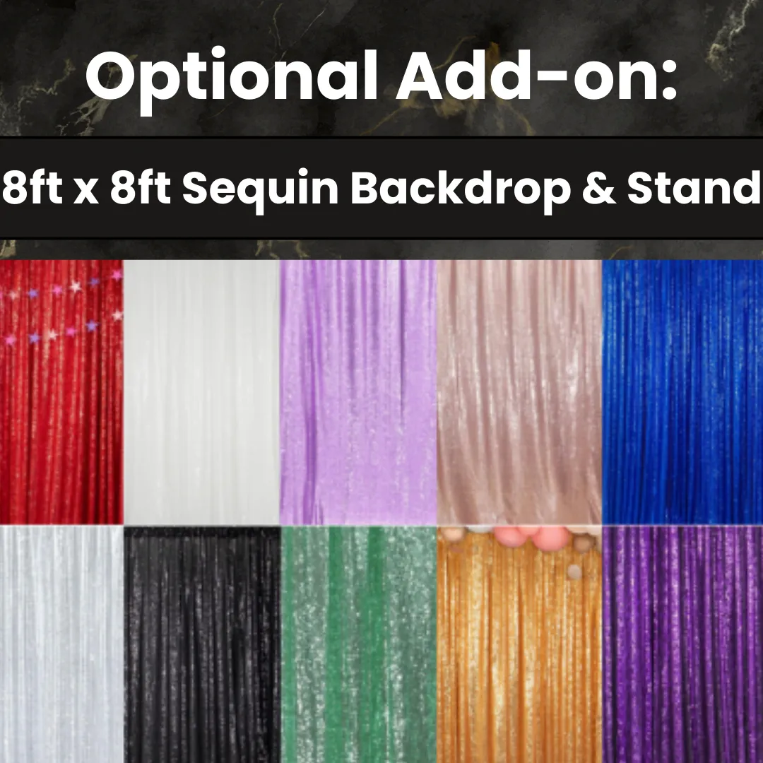 Add-on: 8ft x 8ft Sequin Backdrop & Stand - 9 Sequin Color Choices