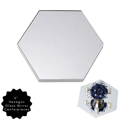 5" Hexagon Glass Mirror Centerpiece