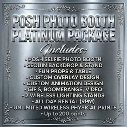 Posh Platinum Photo Booth Package - All Day Rental