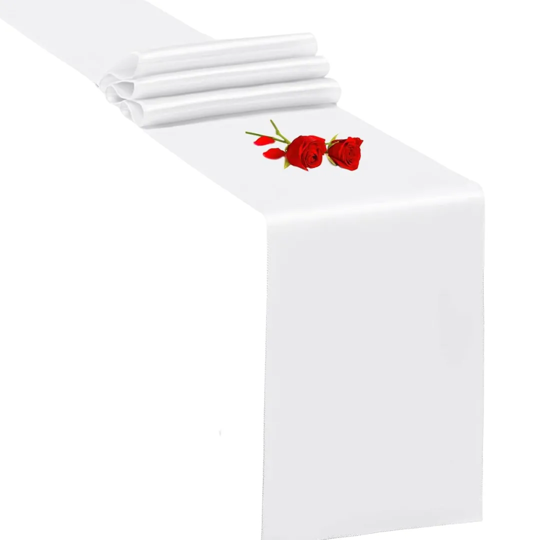 12" x 108" Satin Table Runner - White