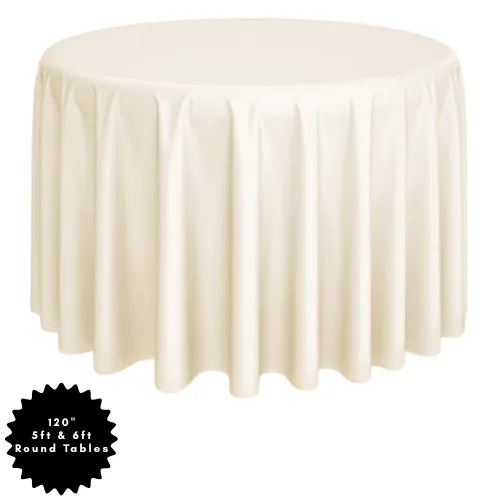 120" Ivory Round Polyester Table Linen