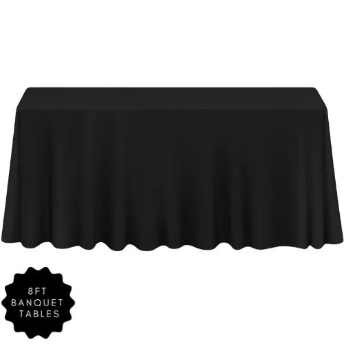 90" x 156" Black Polyester Table Linen