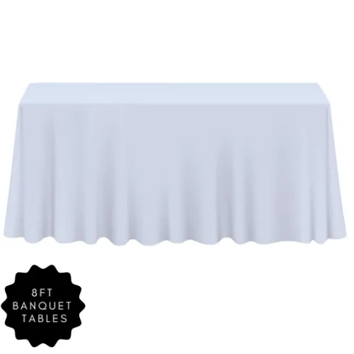 90" x 156" White Polyester Table Linen
