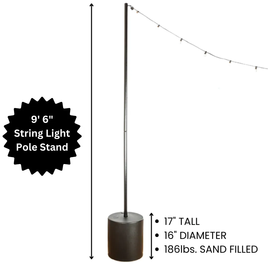9ft 6" String Light Pole Stand - 186lbs Sand Filled
