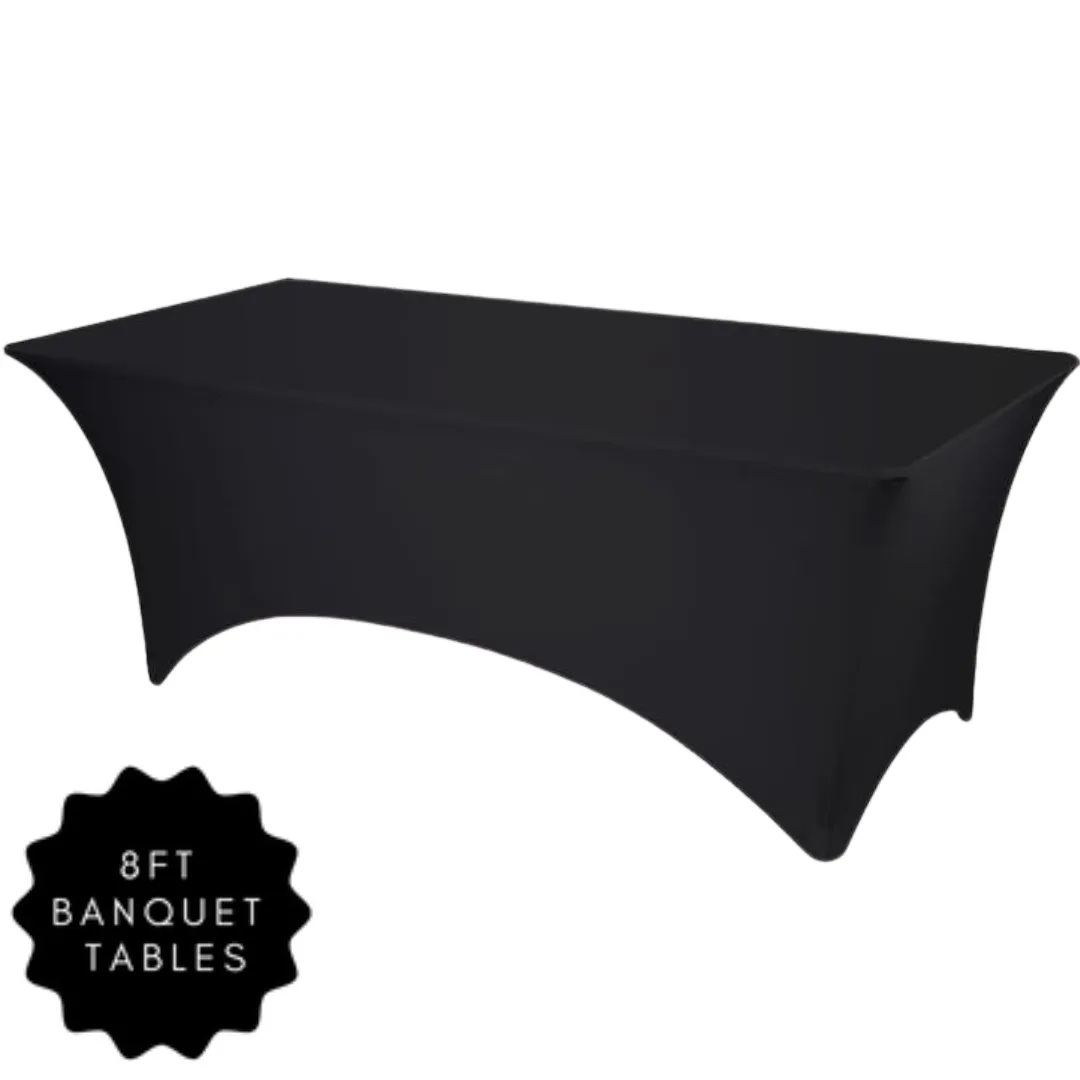 8ft Banquet Table Black Spandex Cover