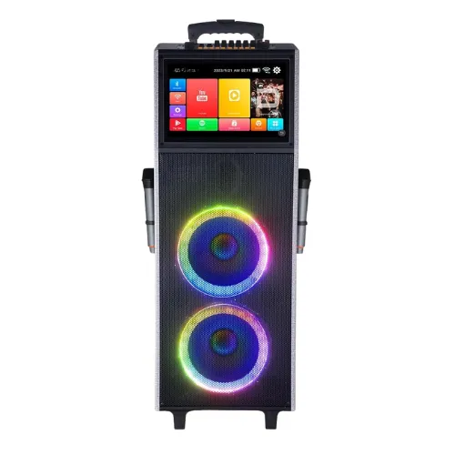 14" Touchscreen Karaoke Machine with 2 Wireless Mics -  Dual 10" Speakers - 40" Tall