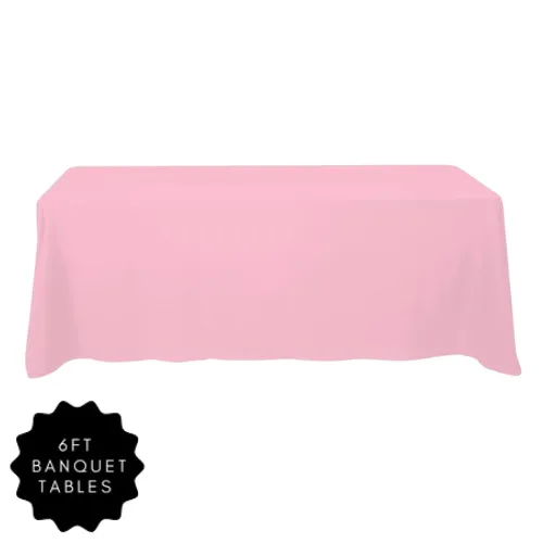 90" x 132" Pink Polyester Table Linen