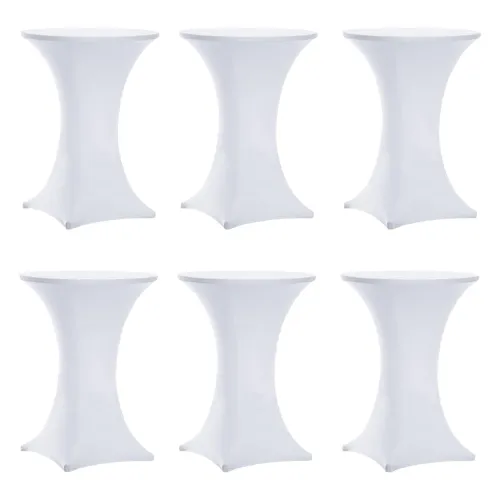 Six 42" Cocktail Tables & Six White Spandex Linens  - Highboys