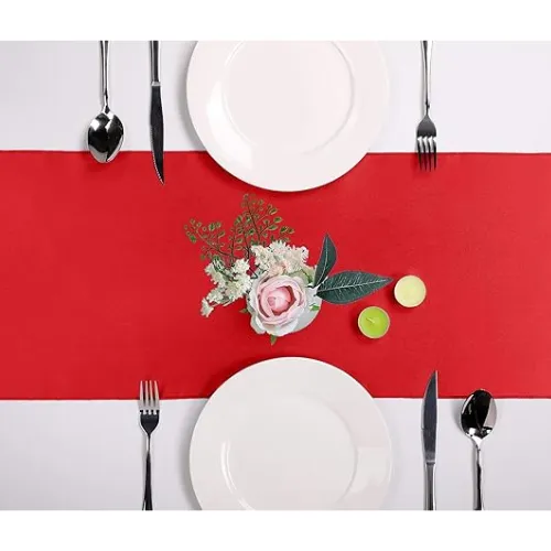 12" x 108" Satin Table Runner - Red