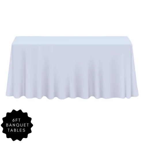 90" x 132" White Polyester Table Linen