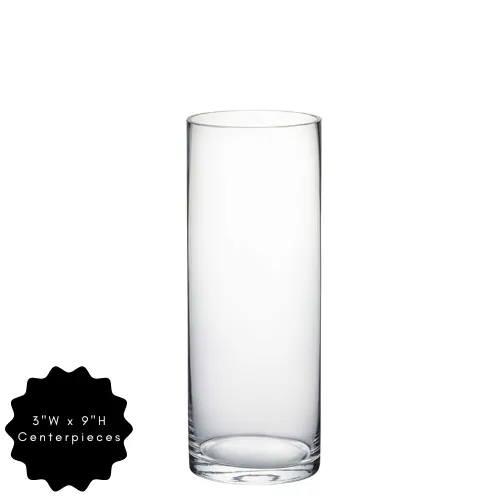 Clear Cylinder Glass Vase - 3" x 9" Centerpiece