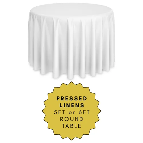 120" Pressed White Round Polyester Table Linen