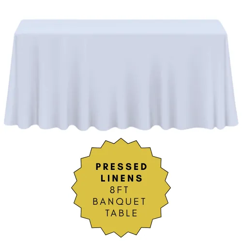 90" x 156" Pressed White Polyester Table Linen