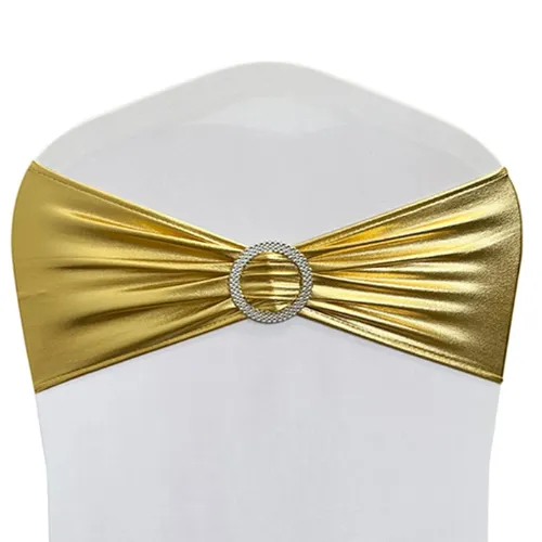 Spandex Chair Sashes - Metallic Gold