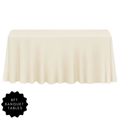 90" x 156" Ivory Polyester Table Linen