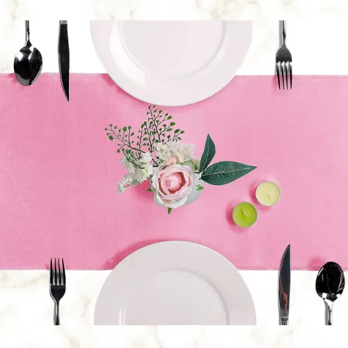 12" x 108" Satin Table Runner - Pink