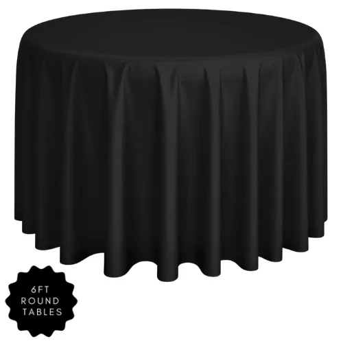 132" Black Round Polyester Table Linen
