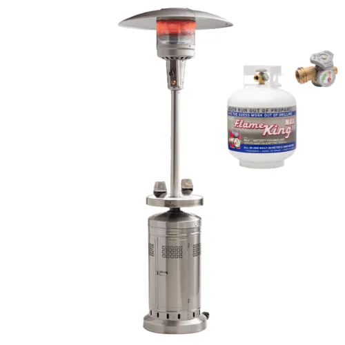 Outdoor Stainless Steel Patio Heater with LED Table - Propane Tank Included