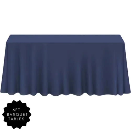 90" x 132" Navy Blue Polyester Table Linen
