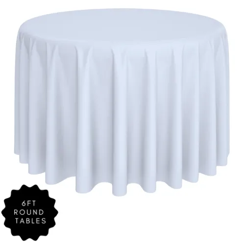 132" White Round Polyester Table Linen