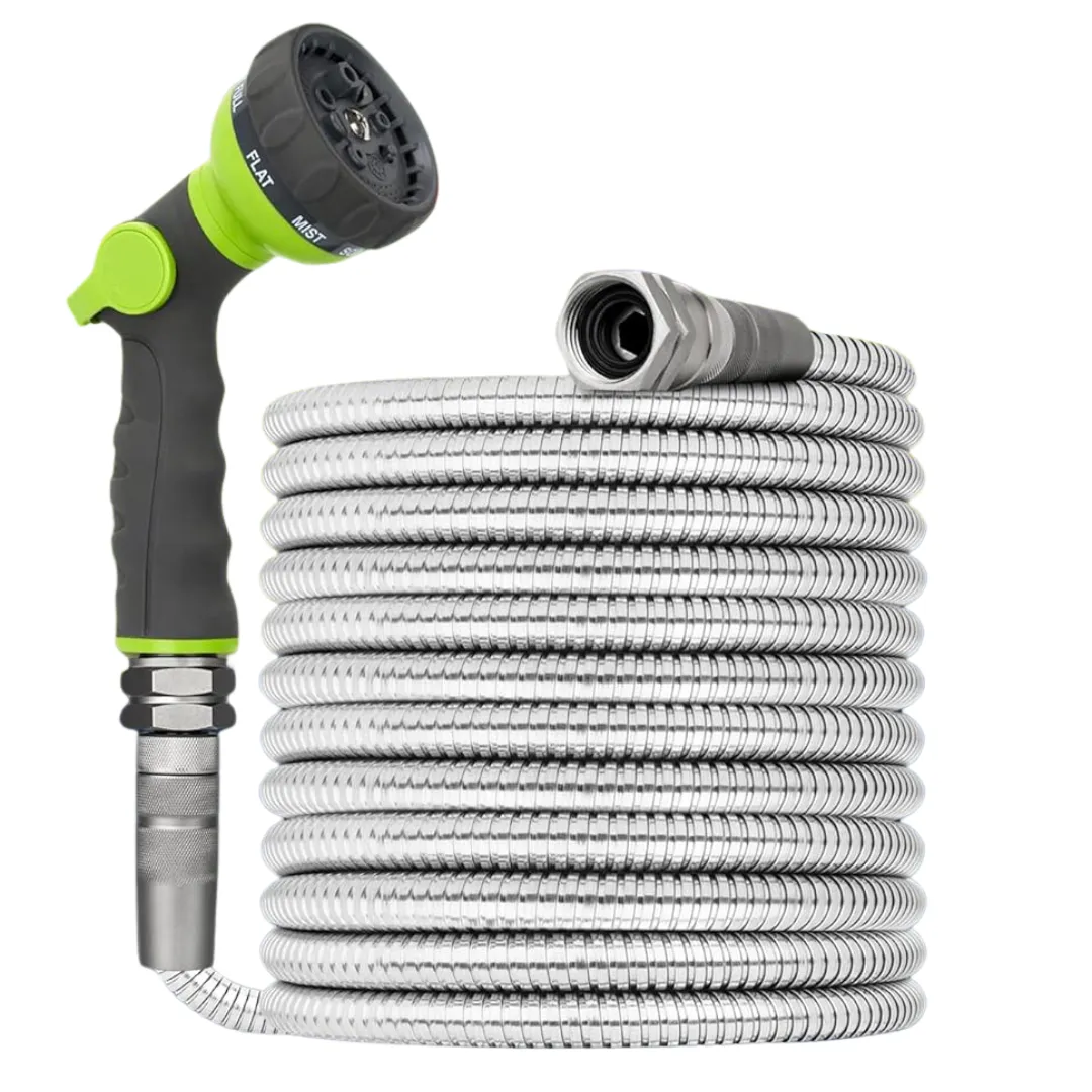 100ft Stainless Steel Garden Hose -  Metal Water Hose