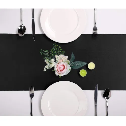 12" x 108" Satin Table Runner - Black