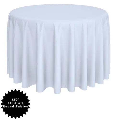 120" White Round Polyester Table Linen