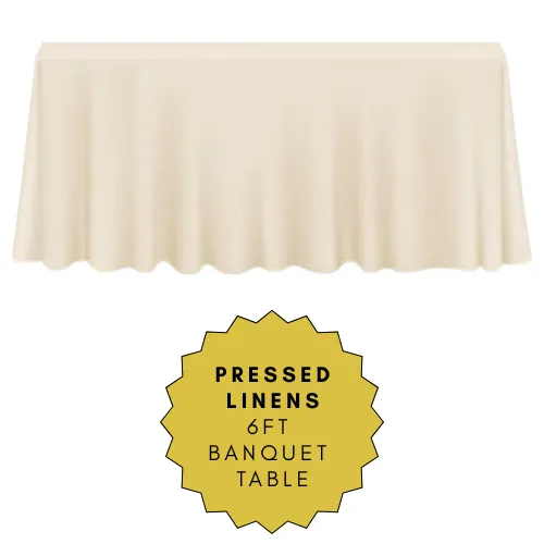 90" x 132" Pressed Ivory Polyester Table Linen