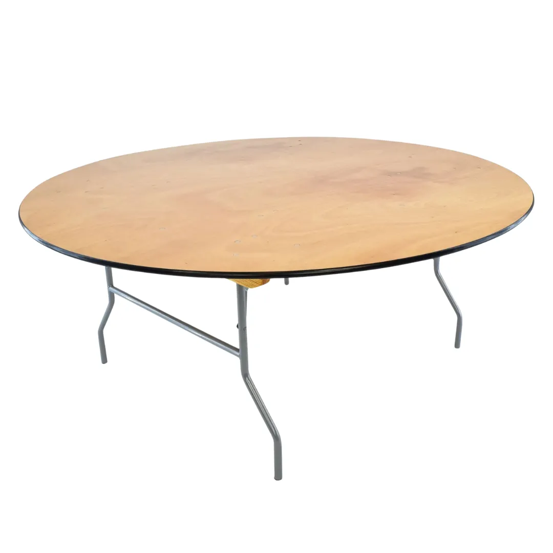 6ft Round Wood Banquet Table - 72"