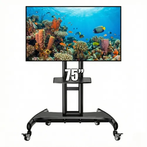75" Smart TV on Mobile Cart with Remote