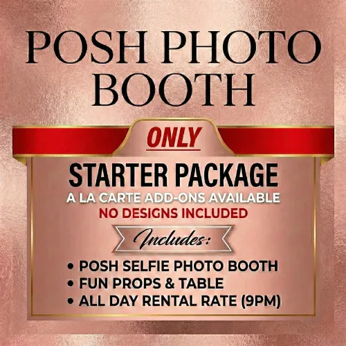 Posh Photo Booth ONLY Starter Package - All Day Rental - Digital Prints