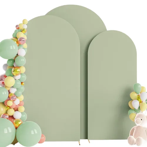 Sage Green Arch Backdrop Covers - 3 Pieces