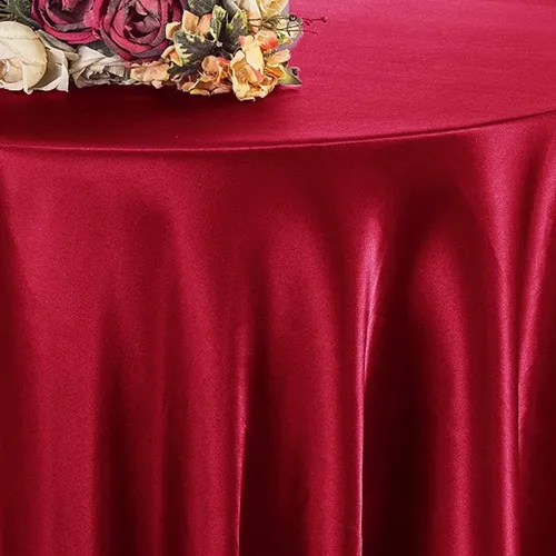 132" Satin Apple Red Round Table Linen
