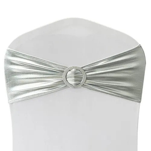Spandex Chair Sashes - Metallic Silver