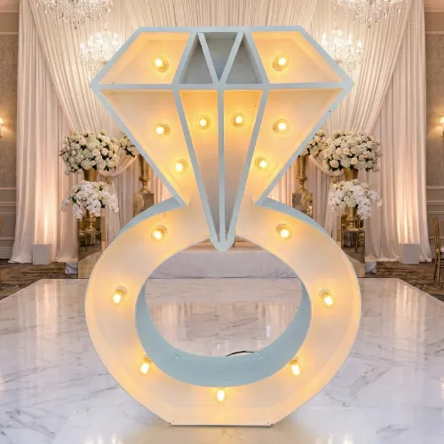 3ft Wood Marquee Letter - Wedding Ring