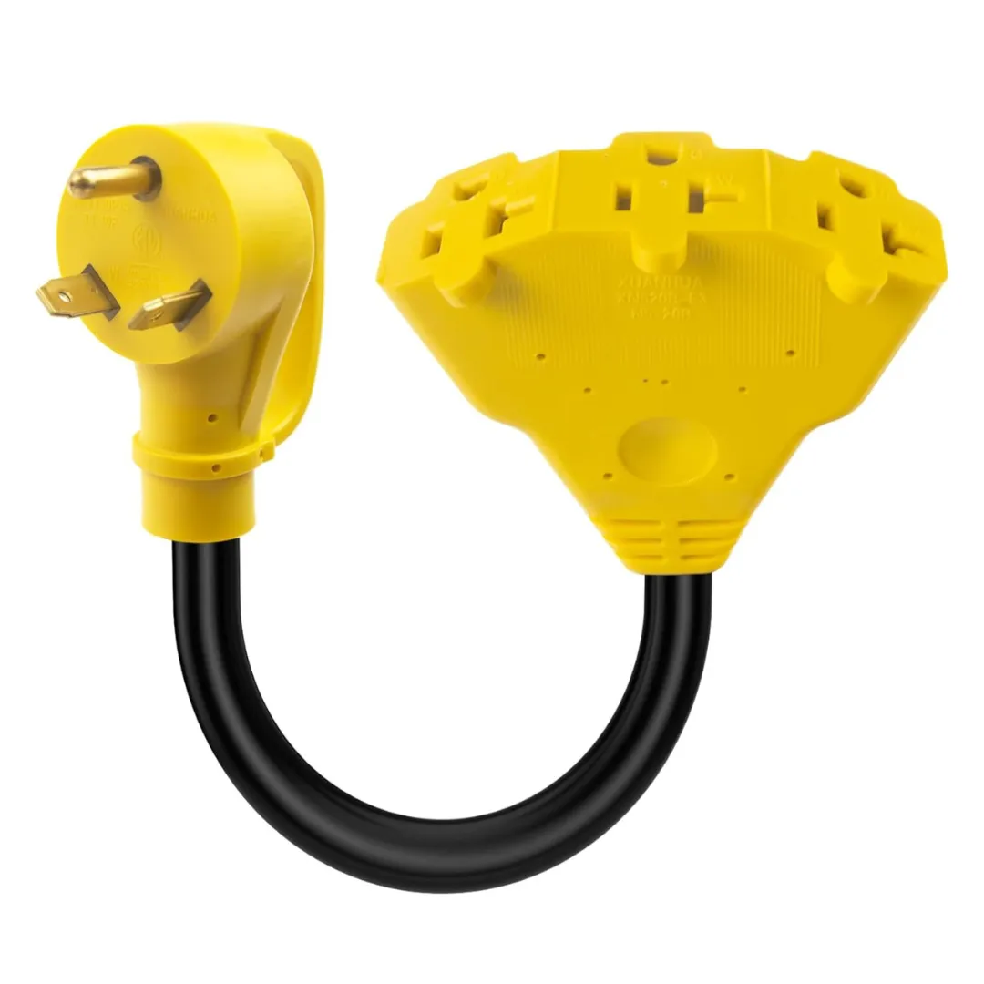 30 Amp to 20 Amp Adapter 110V - 3 Way Plug for Generator