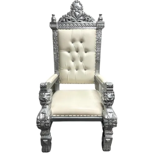 White & Silver King Throne Chair