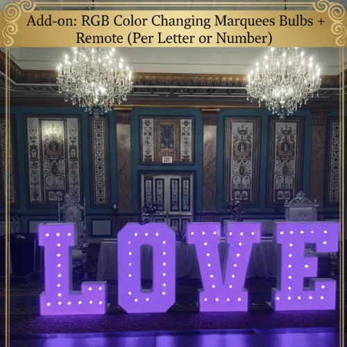 Add-on: RGB Color Changing Marquees  Bulbs + Remote (Per Letter or Number)