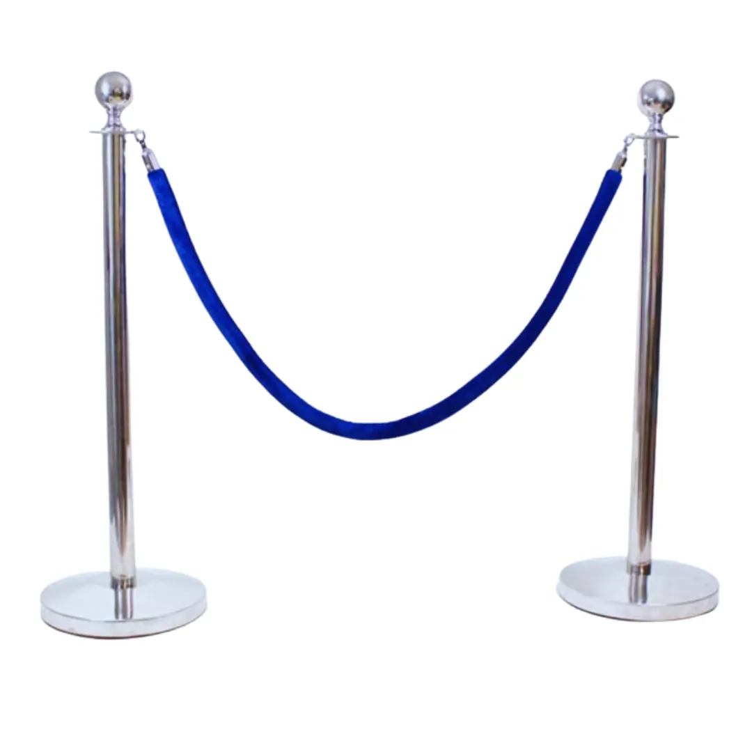 Chrome Stanchions with Blue Velvet Rope