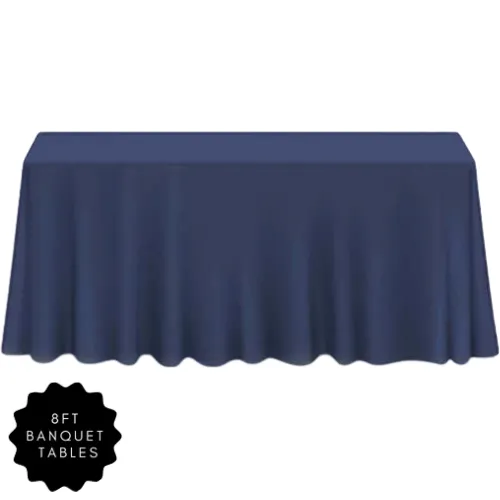 90" x 156" Navy Blue Polyester Table Linen