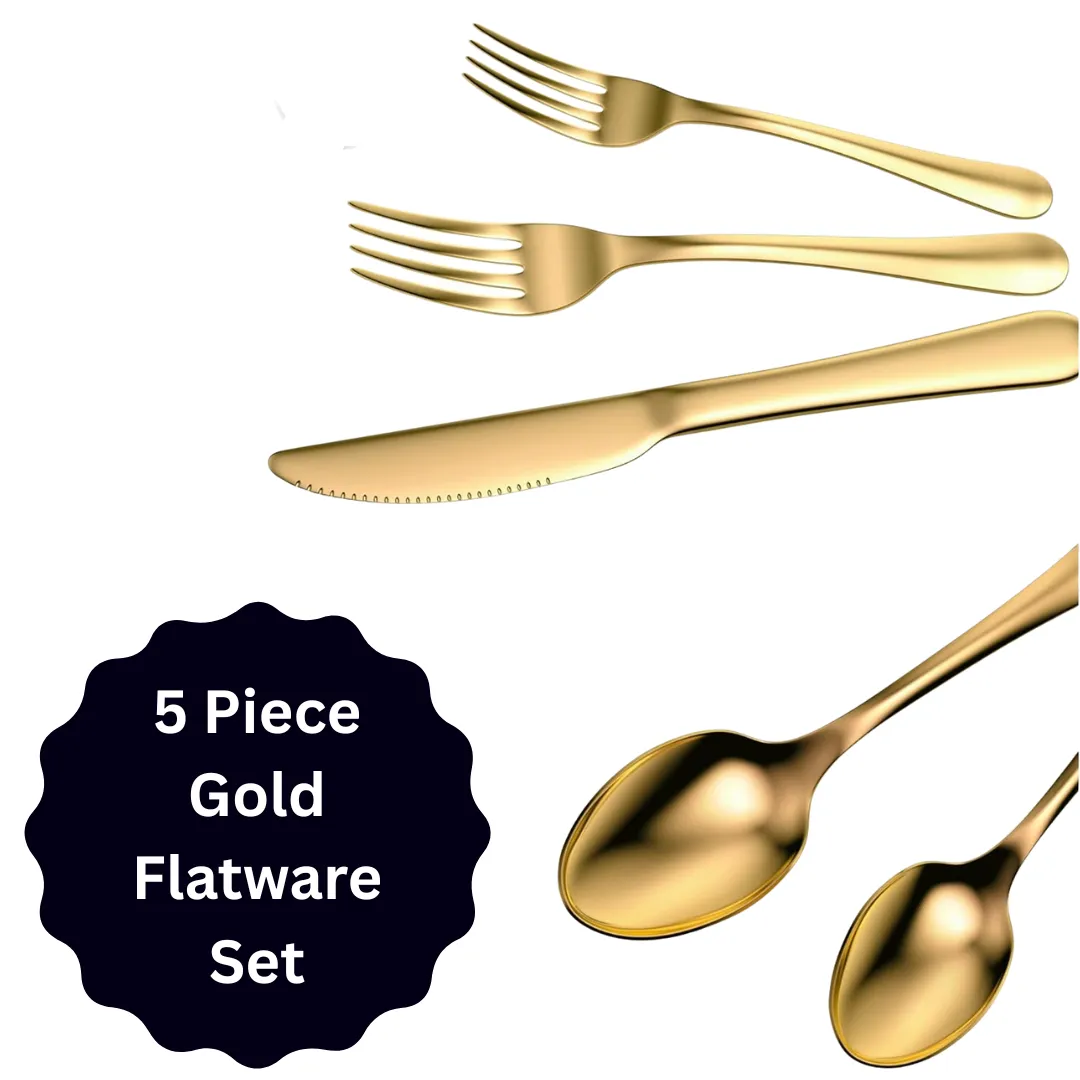 Gold  Flatware Set - 5 Piece Set