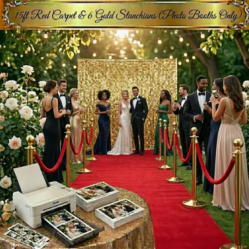 Add-on: 15ft Red Carpet & 6 Gold Stanchions (Photo Booths Only)